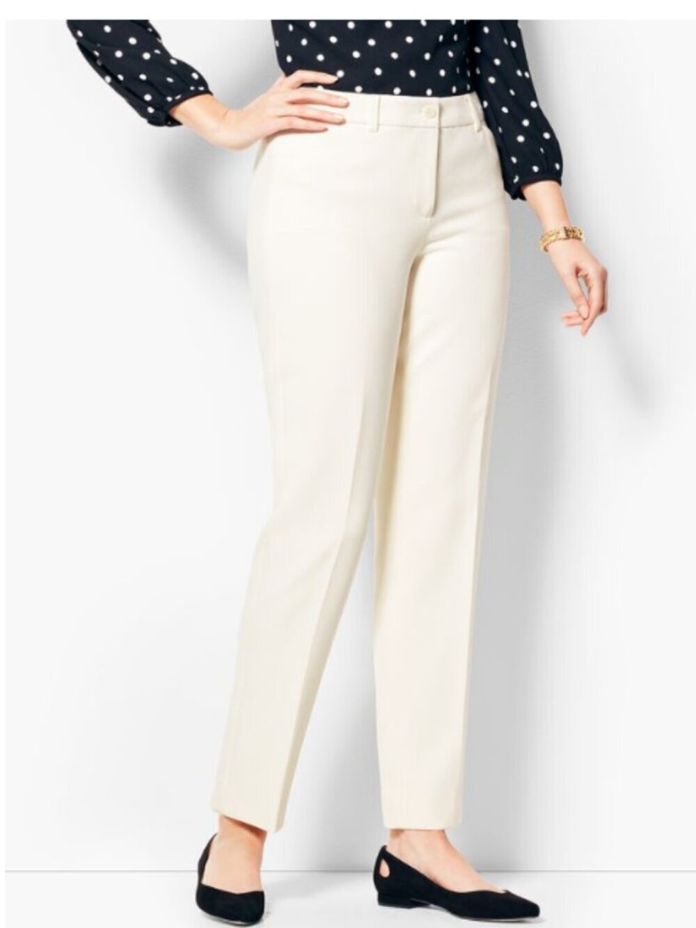 Talbots Cream Ankle Curvy fit Dress Trousers size 4P - Picture 2 of 11